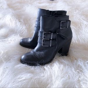 Black ankle boots with buckle